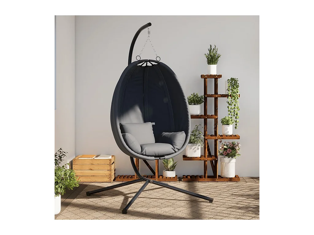 Fauteuil suspendue en forme d'œuf avec support anthracite FR954316