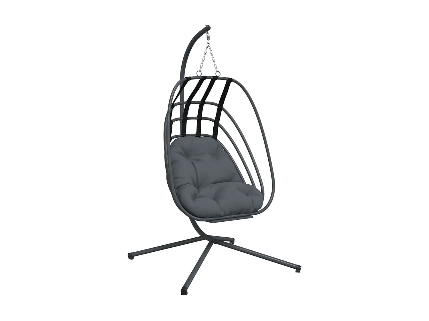 Fauteuil suspendue en forme d'œuf avec support anthracite acier FR529635