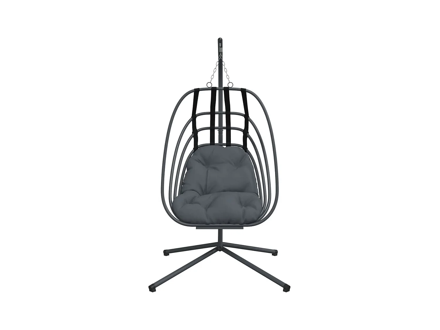 Fauteuil suspendue en forme d'œuf avec support anthracite acier FR529635