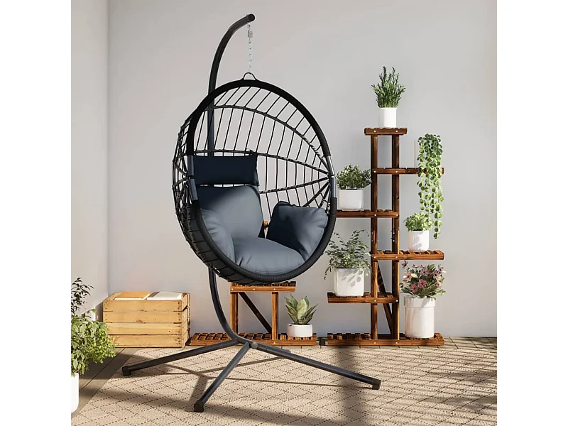 Fauteuil suspendue en forme d'œuf avec support anthracite FR578860