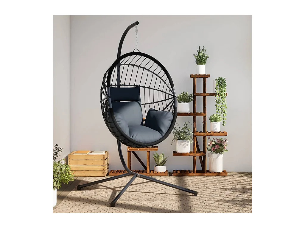 Fauteuil suspendue en forme d'œuf avec support anthracite FR578860