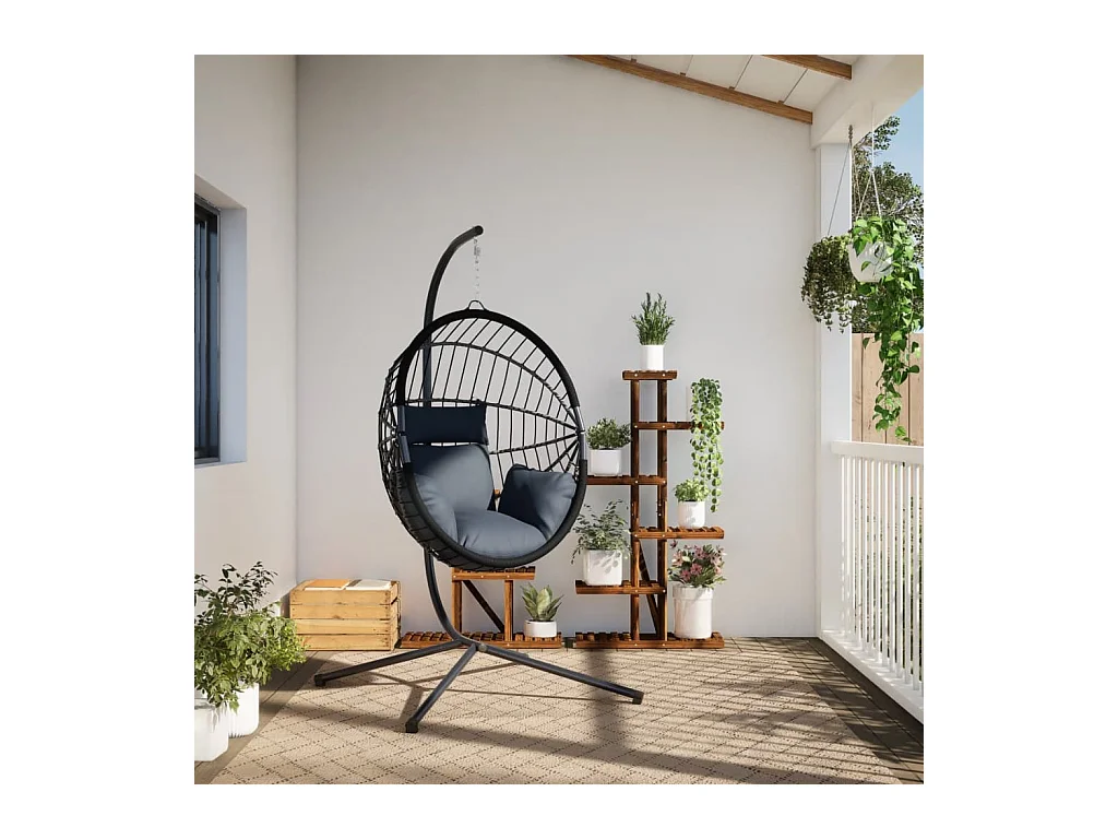 Fauteuil suspendue en forme d'œuf avec support anthracite FR578860