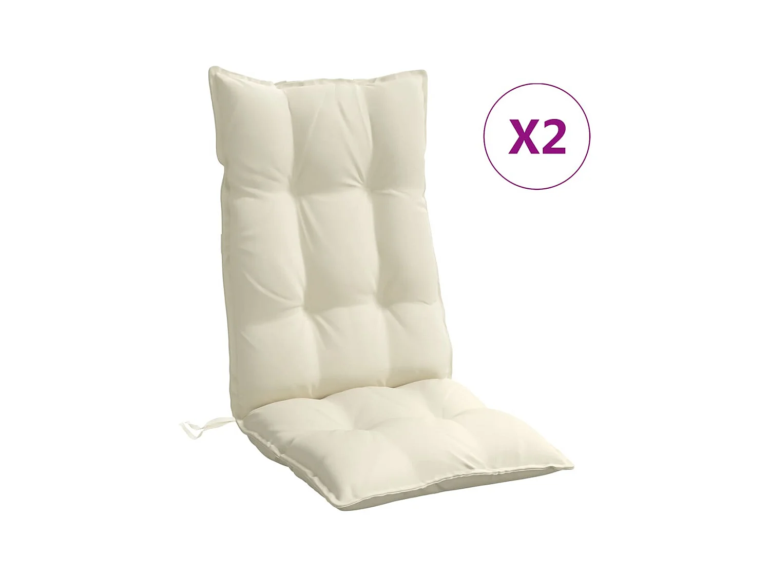 Coussins de chaise à dossier haut lot de 2 crème tissu oxford FR918549