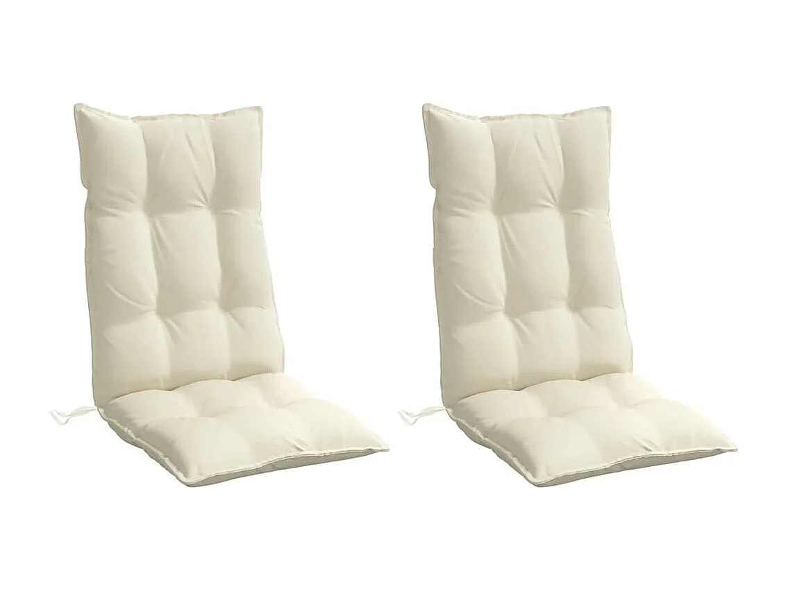 Coussins de chaise à dossier haut lot de 2 crème tissu oxford FR918549