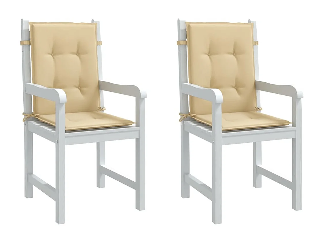 Cojines silla respaldo bajo 2 ud tela beige melange 100x50x4 cm ES335440