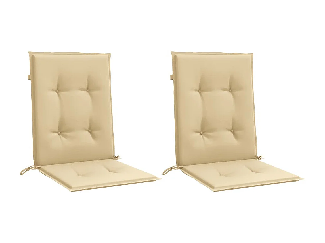 Cojines silla respaldo bajo 2 ud tela beige melange 100x50x4 cm ES335440