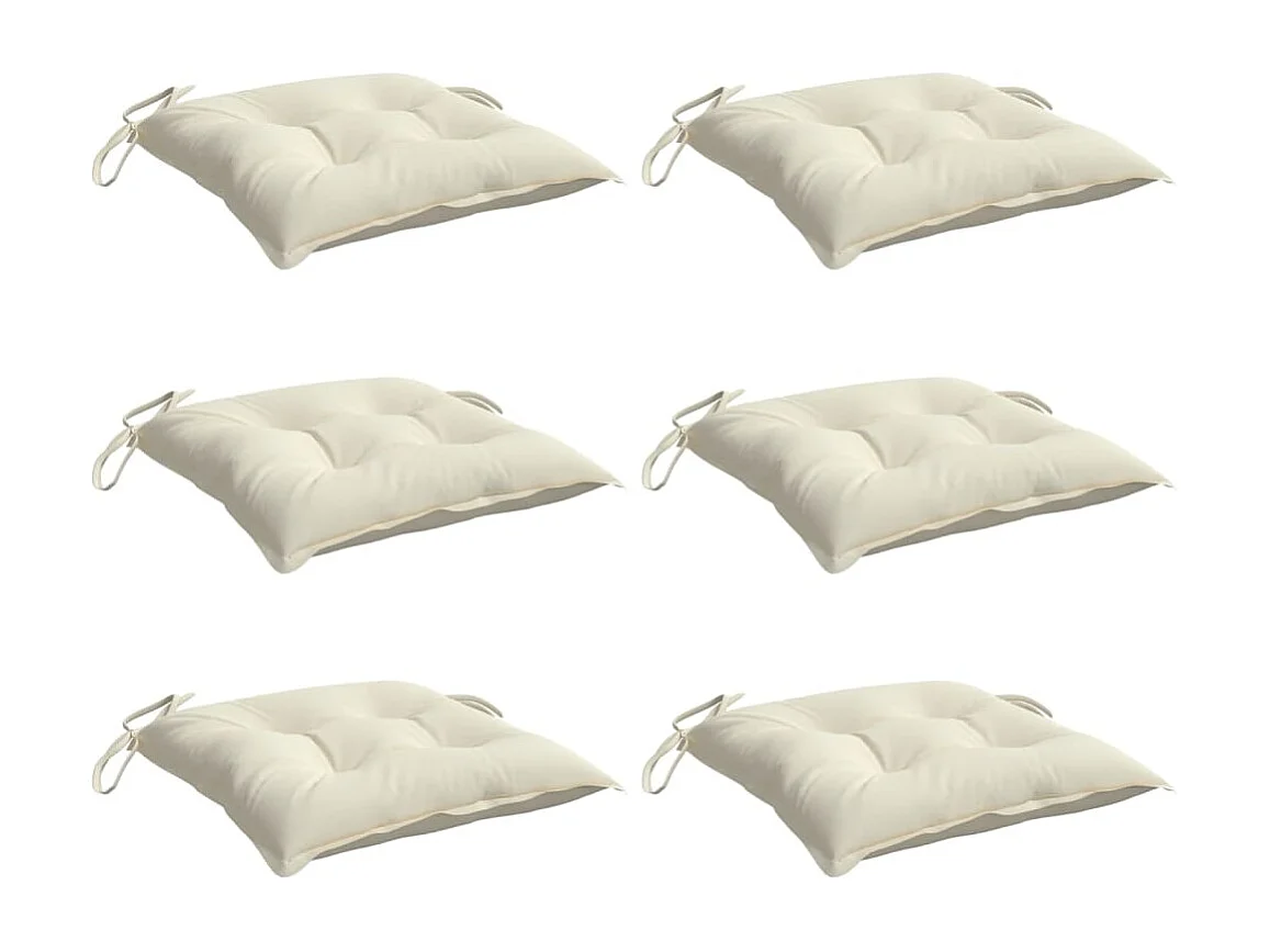 Coussins de chaise lot de 6 blanc crème 40x40x7 cm tissu oxford FR919598