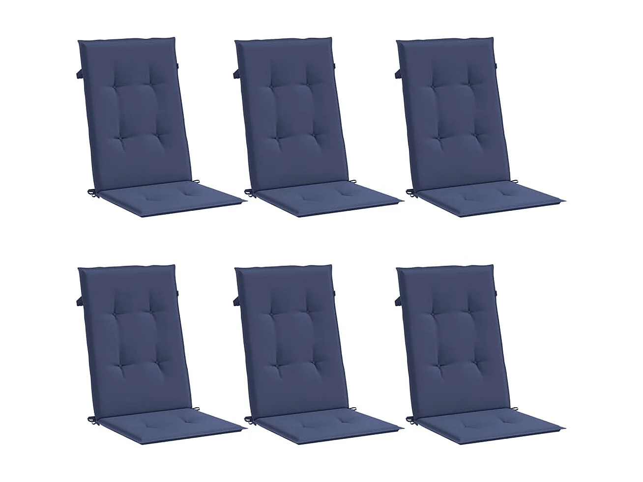 Coussins de chaise à dossier haut lot de 6 bleu marine tissu FR416449