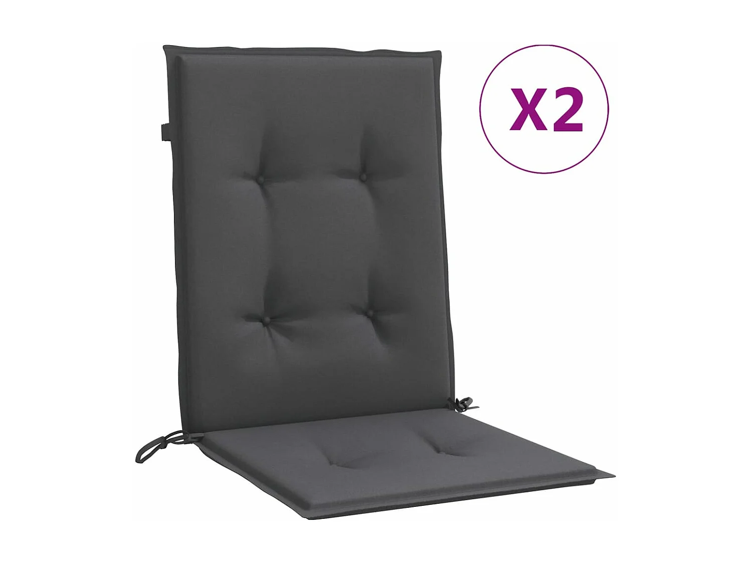 Cojines silla respaldo bajo 2 ud tela gris antracita melange ES890764