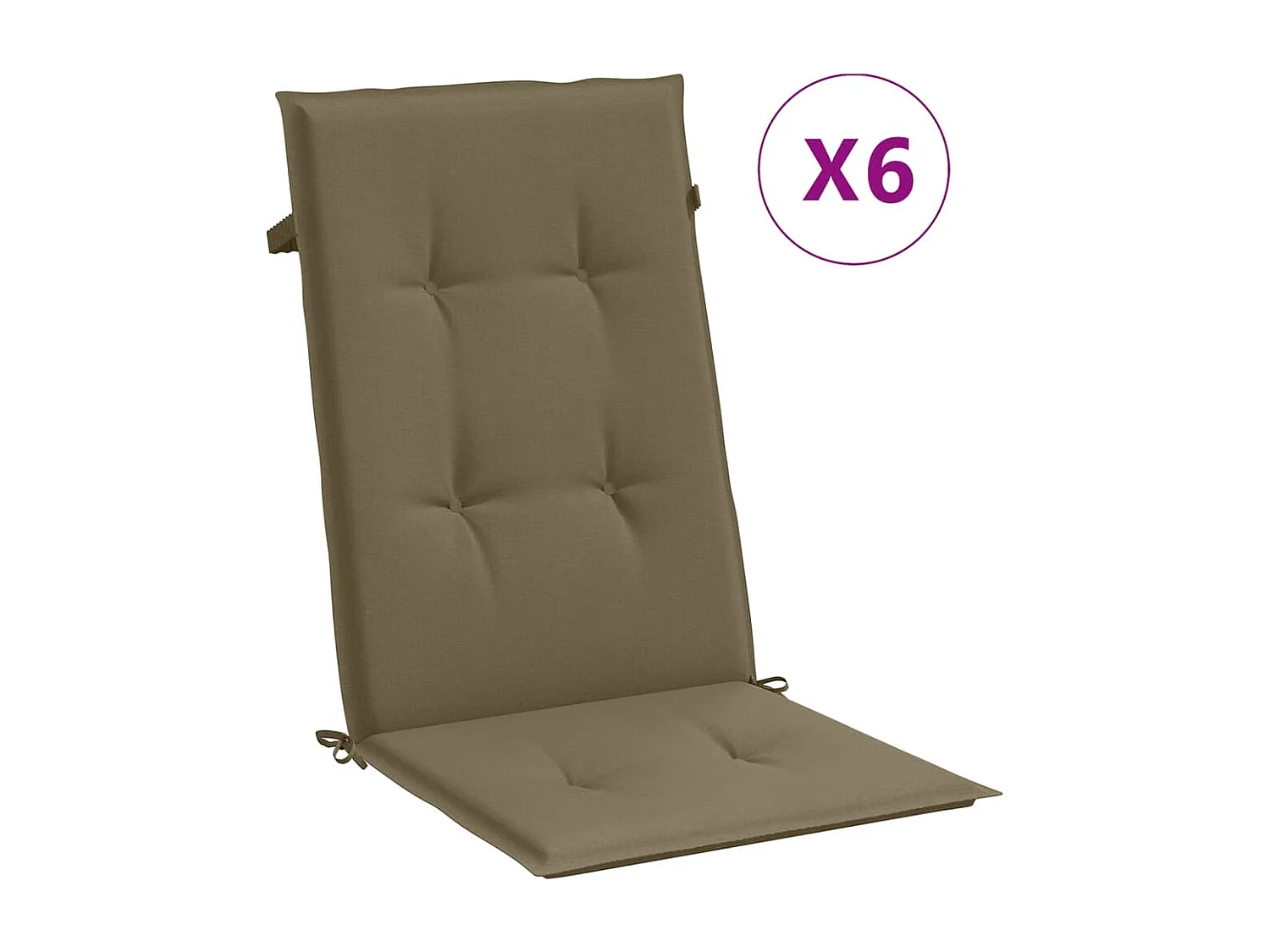Coussins de chaise à dossier haut lot de 6 taupe mélangé tissu FR689108