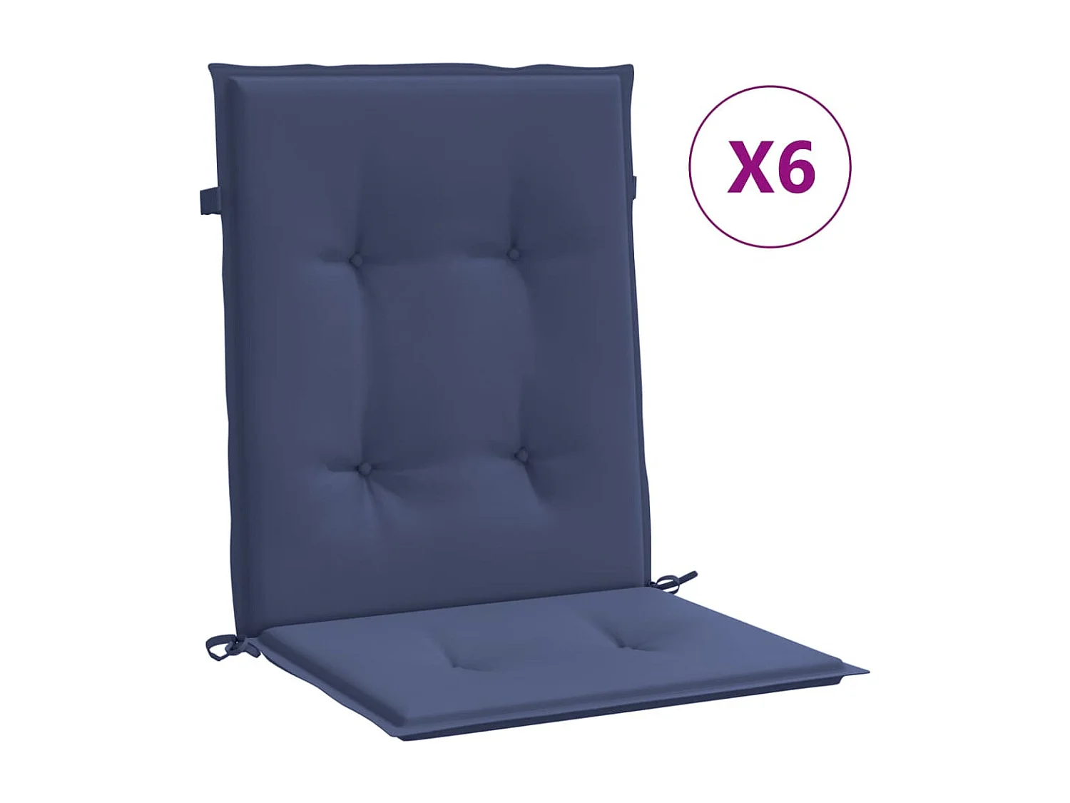 Coussins de chaise à dossier bas lot de 6 bleu marine tissu FR885271