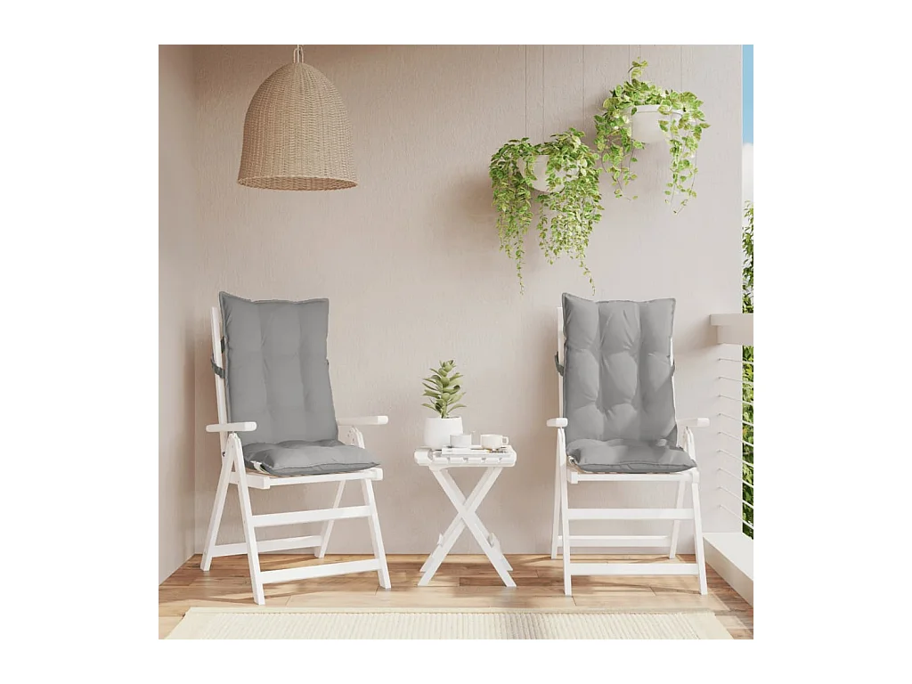 Coussins de chaise à dossier haut lot de 2 gris tissu oxford FR575217