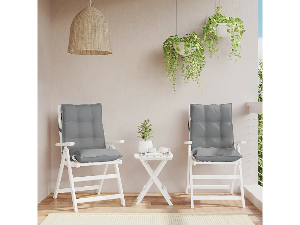 Coussins de chaise à dossier bas lot de 2 gris tissu oxford FR566805