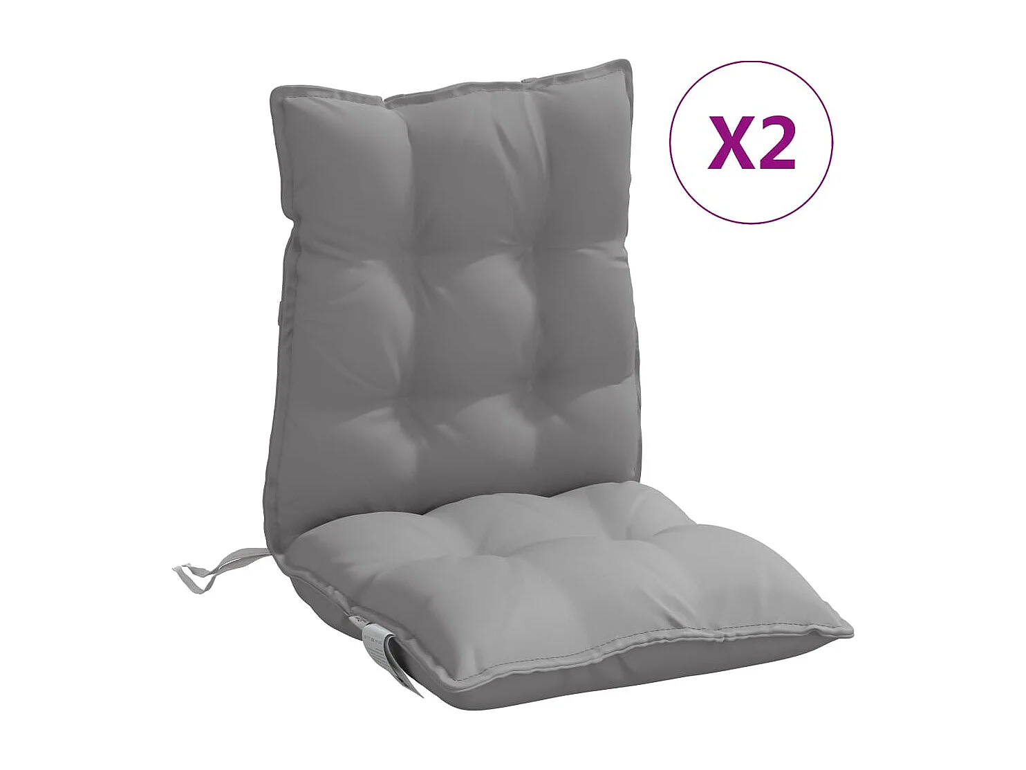 Coussins de chaise à dossier bas lot de 2 gris tissu oxford FR566805