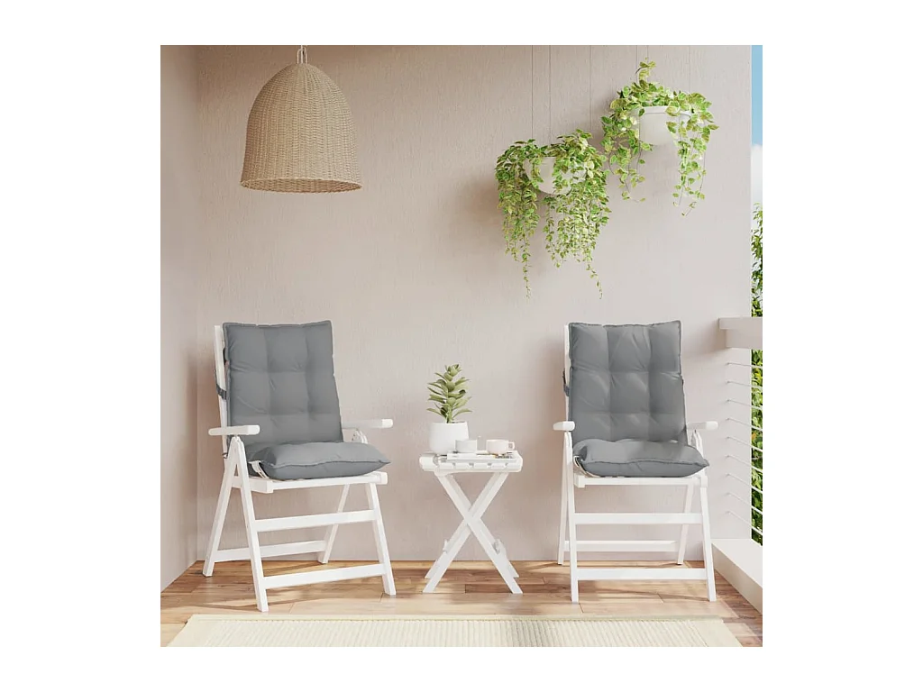 Coussins de chaise à dossier bas lot de 2 gris tissu oxford FR566805