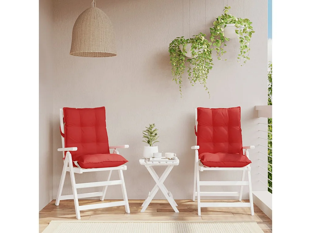 Coussins de chaise à dossier bas lot de 2 rouge tissu oxford FR434095