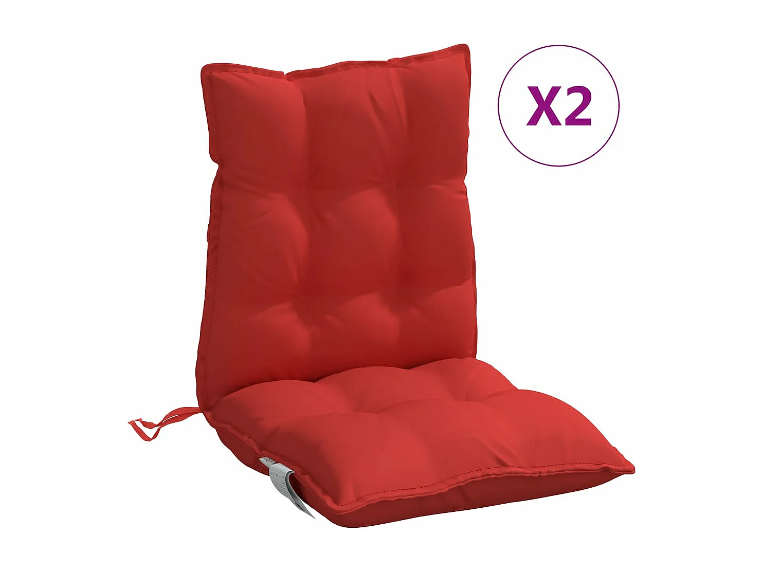 Coussins de chaise à dossier bas lot de 2 rouge tissu oxford FR434095