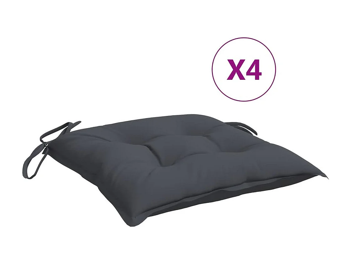 Coussins de chaise lot de 4 anthracite 50x50x7 cm tissu oxford FR241286