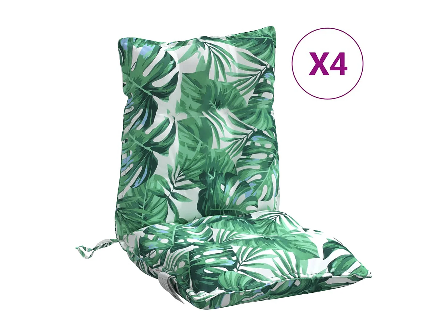 Coussins de chaise à dossier bas lot de 4 modèle de feuille FR467727