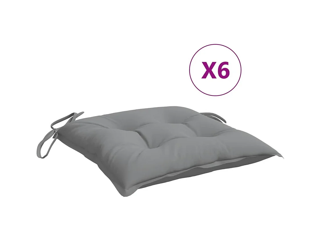Coussins de chaise lot de 6 gris 40x40x7 cm tissu oxford FR683234