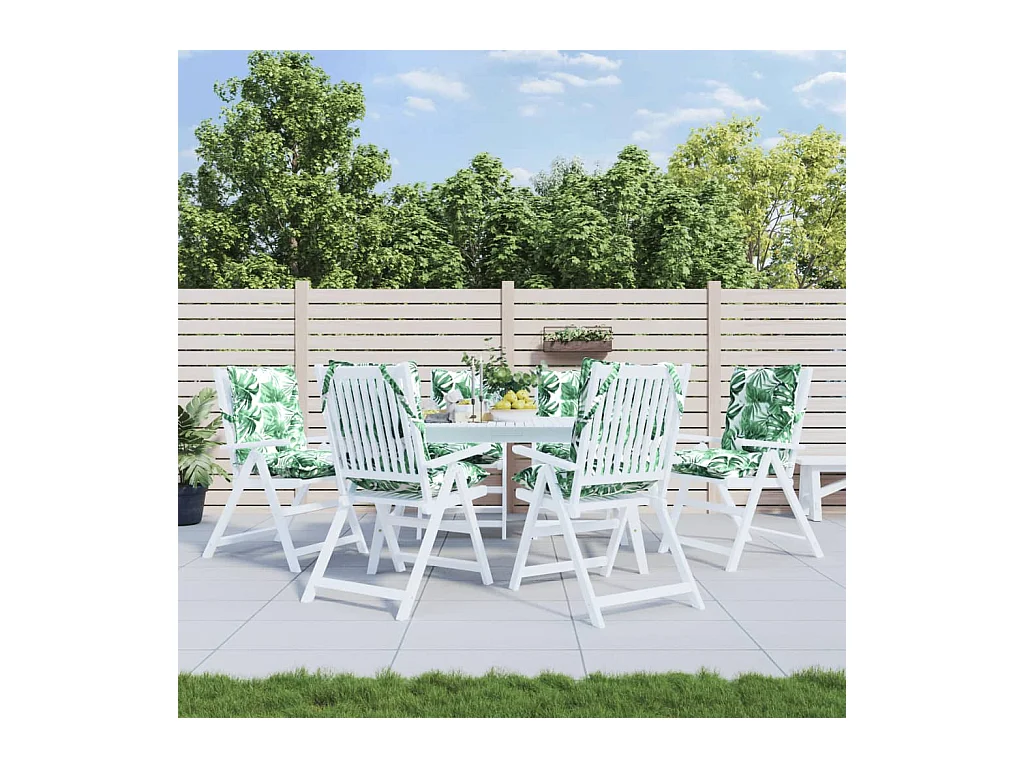 Coussins de chaise à dossier bas lot de 6 modèle de feuille FR150642