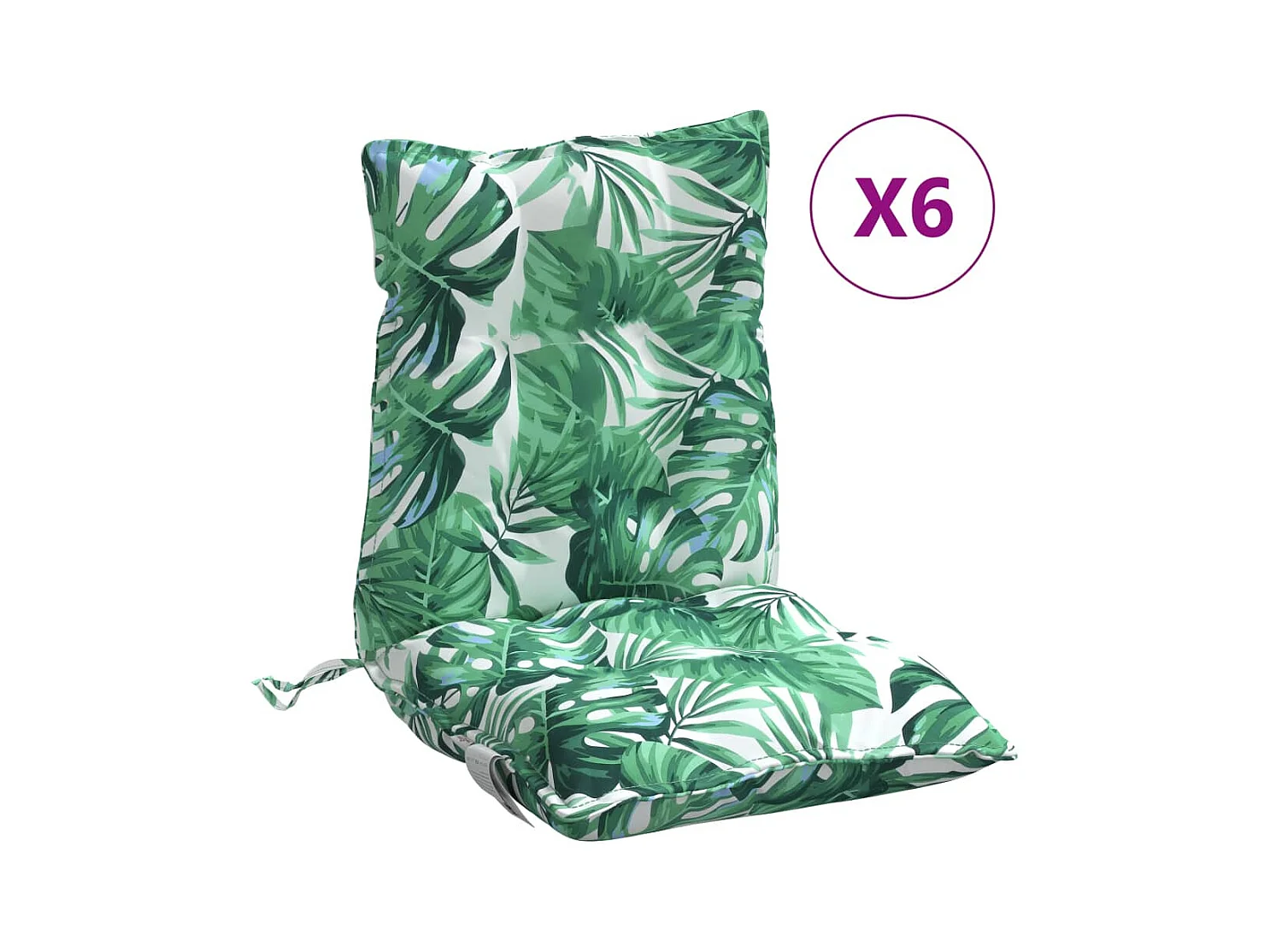 Coussins de chaise à dossier bas lot de 6 modèle de feuille FR150642