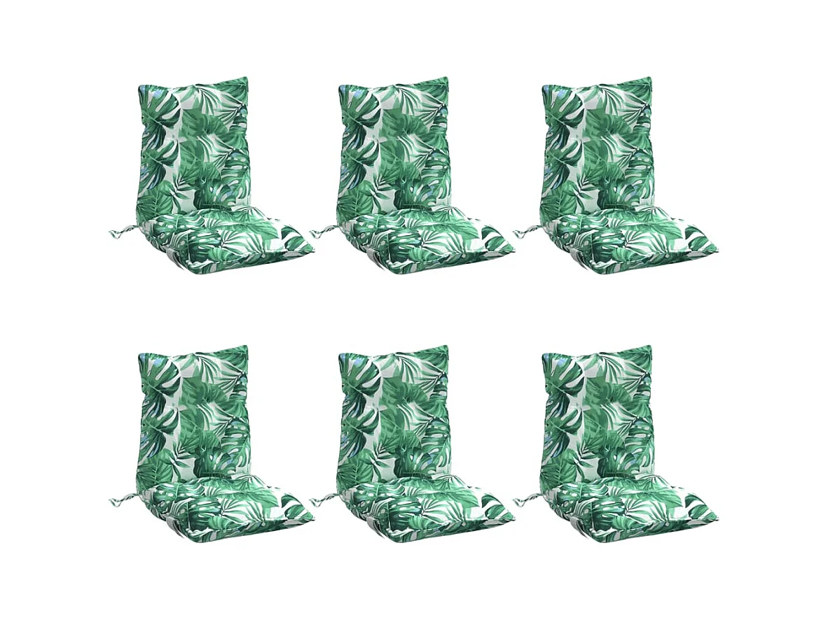 Coussins de chaise à dossier bas lot de 6 modèle de feuille FR150642