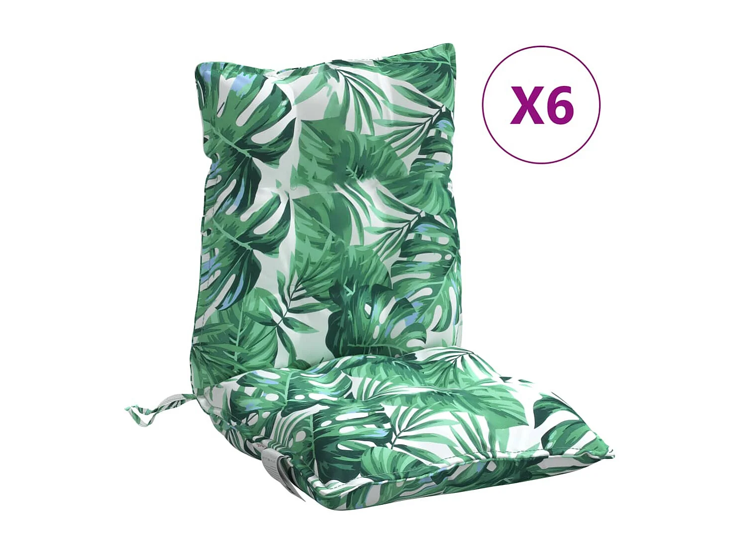 Coussins de chaise à dossier bas lot de 6 modèle de feuille FR150642