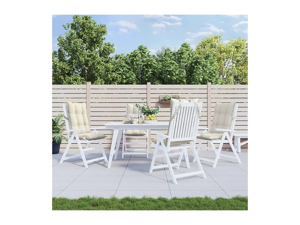 Coussins de chaise à dossier haut lot de 4 crème tissu oxford FR877261