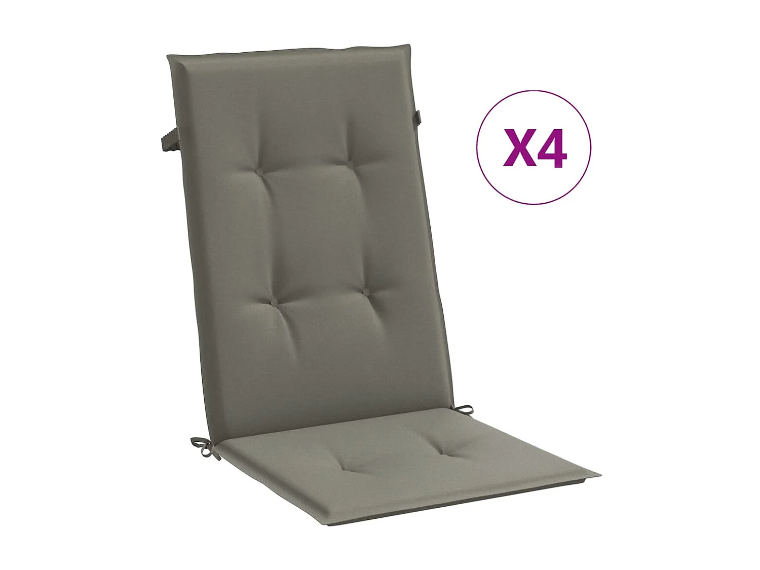 Cojines para silla respaldo alto 4 uds tela gris oscuro melange ES778124