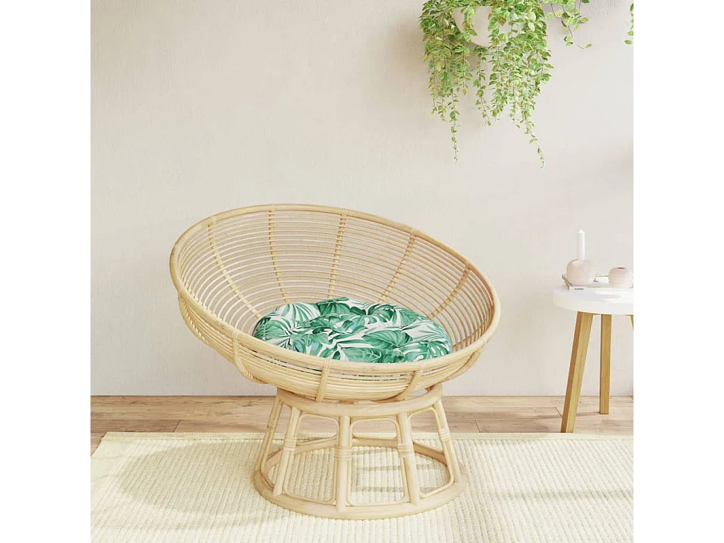 Coussin rond à motif de feuilles Ø 60 x11 cm tissu oxford FR804698