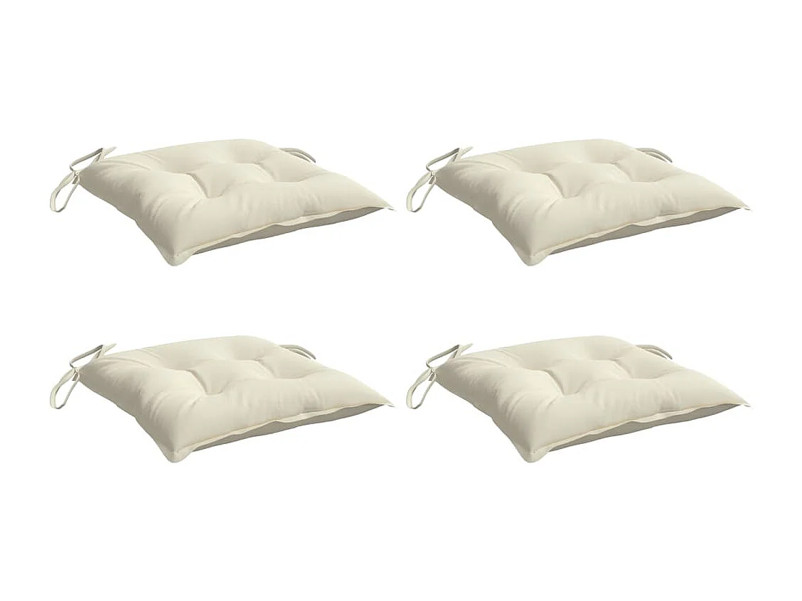 Stoelkussens 4 st 50x50x7 cm oxford stof crèmewit BE186573