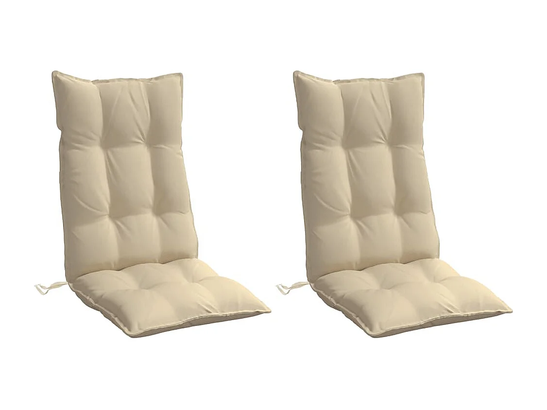Cojines de silla con respaldo alto 2 uds tela Oxford beige ES289085