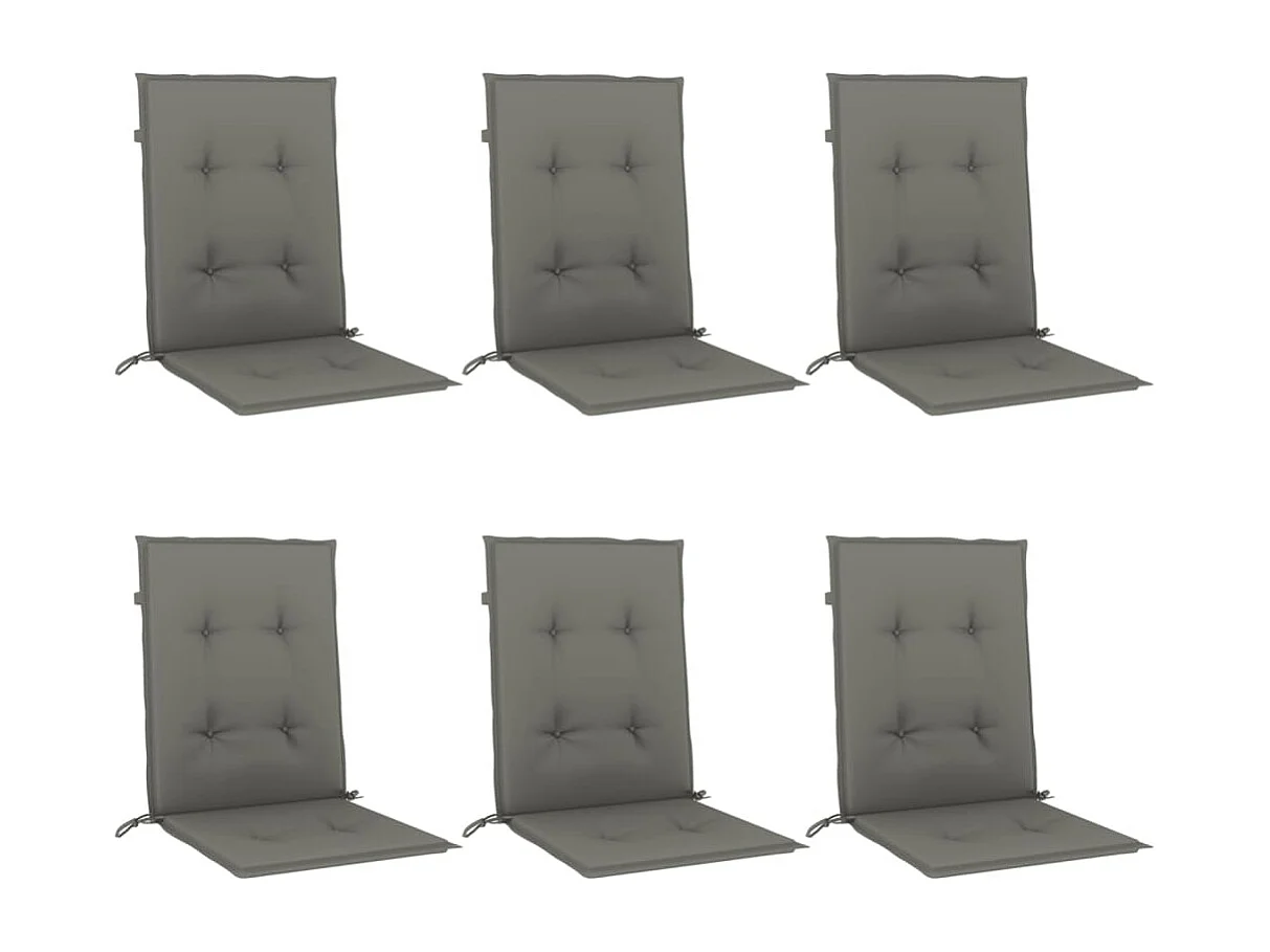 Coussins de chaise à dossier bas lot de 6 gris foncé mélangé FR975966