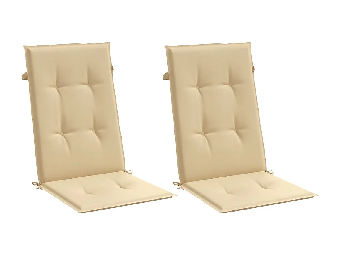 Coussins de chaise à dossier haut lot de 2 beige mélangé tissu FR806951