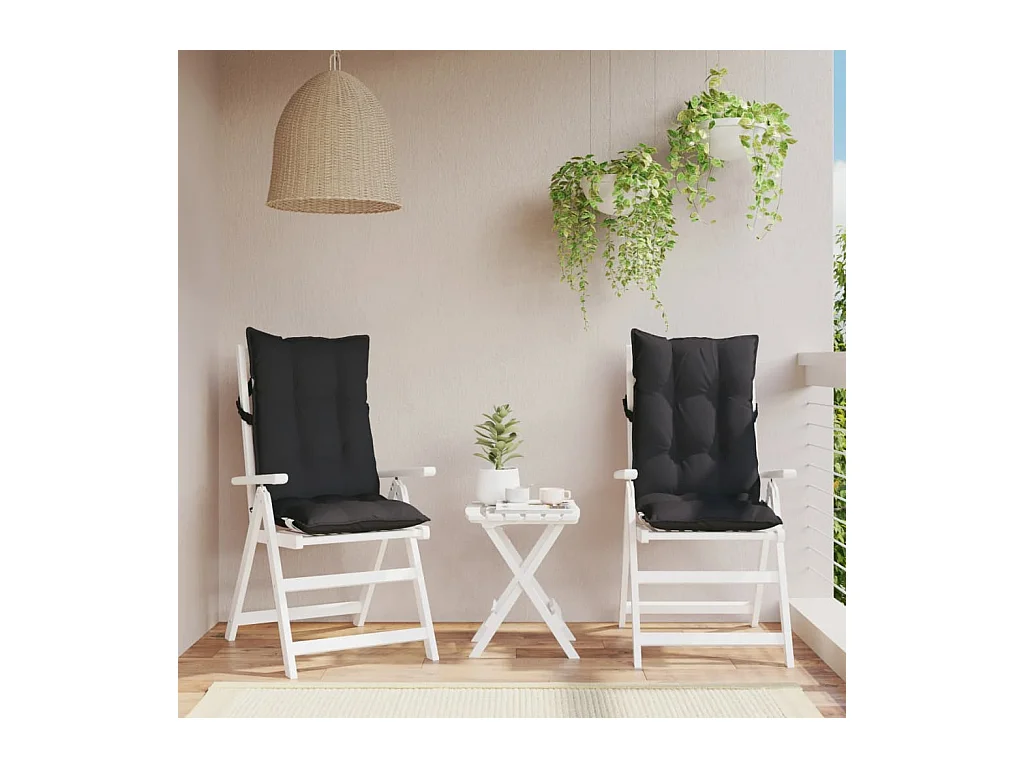 Coussins de chaise à dossier haut lot de 2 noir tissu oxford FR801090