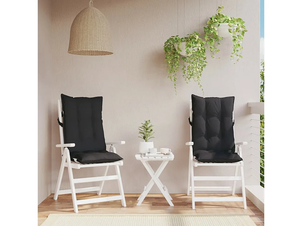 Coussins de chaise à dossier haut lot de 2 noir tissu oxford FR801090