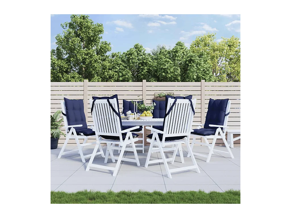 Almofadões cadeira encosto alto 6pcs tecido oxford azul-marinho PT428221