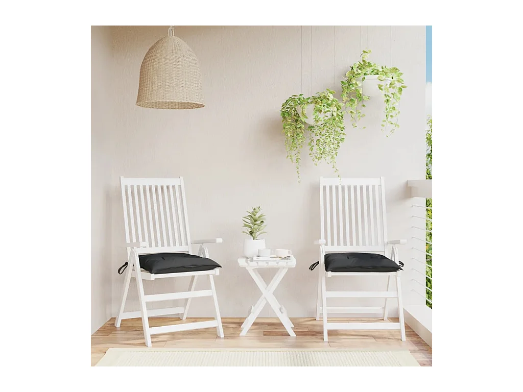 Coussins de chaise lot de 2 noir 40x40x7 cm tissu oxford FR698004