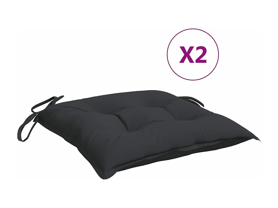Coussins de chaise lot de 2 noir 40x40x7 cm tissu oxford FR698004