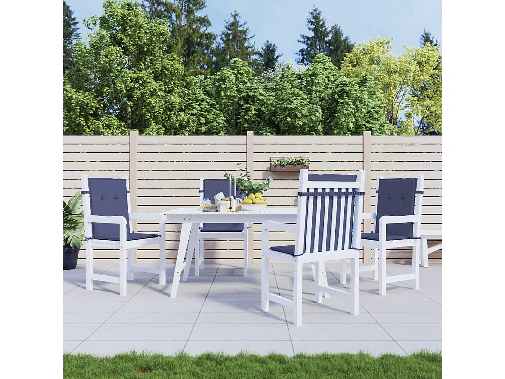 Coussins de chaise à dossier bas lot de 4 bleu marine tissu FR307443