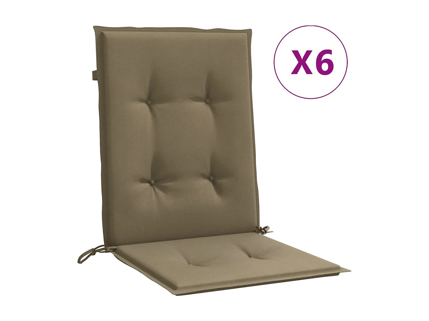 Coussins de chaise à dossier bas lot de 6 taupe mélangé tissu FR237056