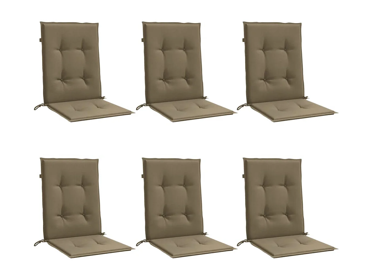 Coussins de chaise à dossier bas lot de 6 taupe mélangé tissu FR237056
