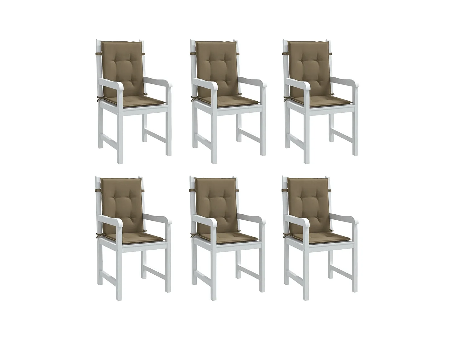Coussins de chaise à dossier bas lot de 6 taupe mélangé tissu FR237056