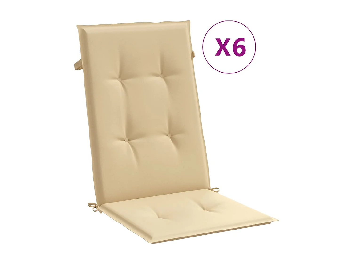 Coussins de chaise à dossier haut lot de 6 beige mélangé tissu FR521175