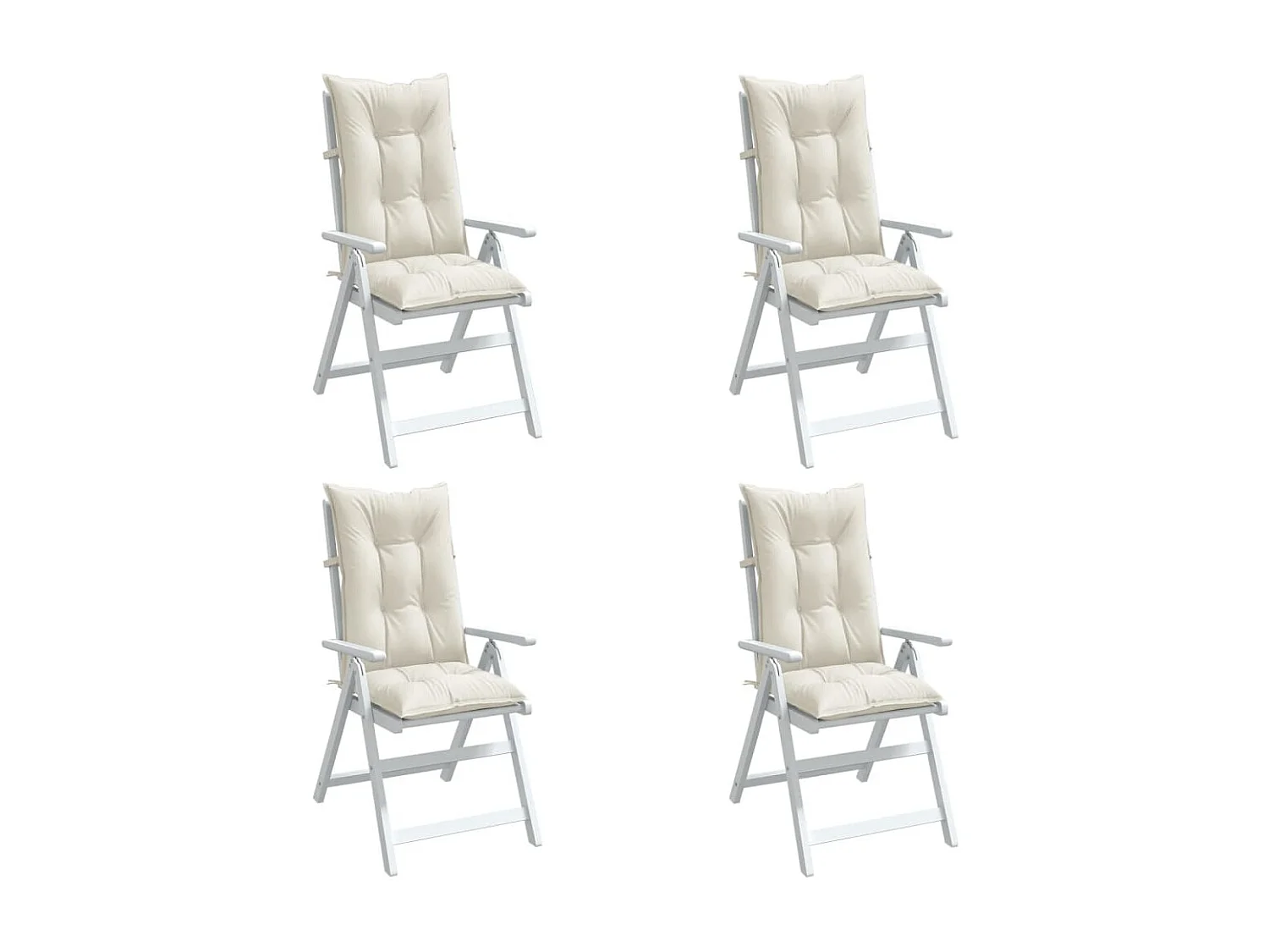 Stoelkussens 4 st hoge rug 120x50x7 cm stof gemêleerd crème BE100823