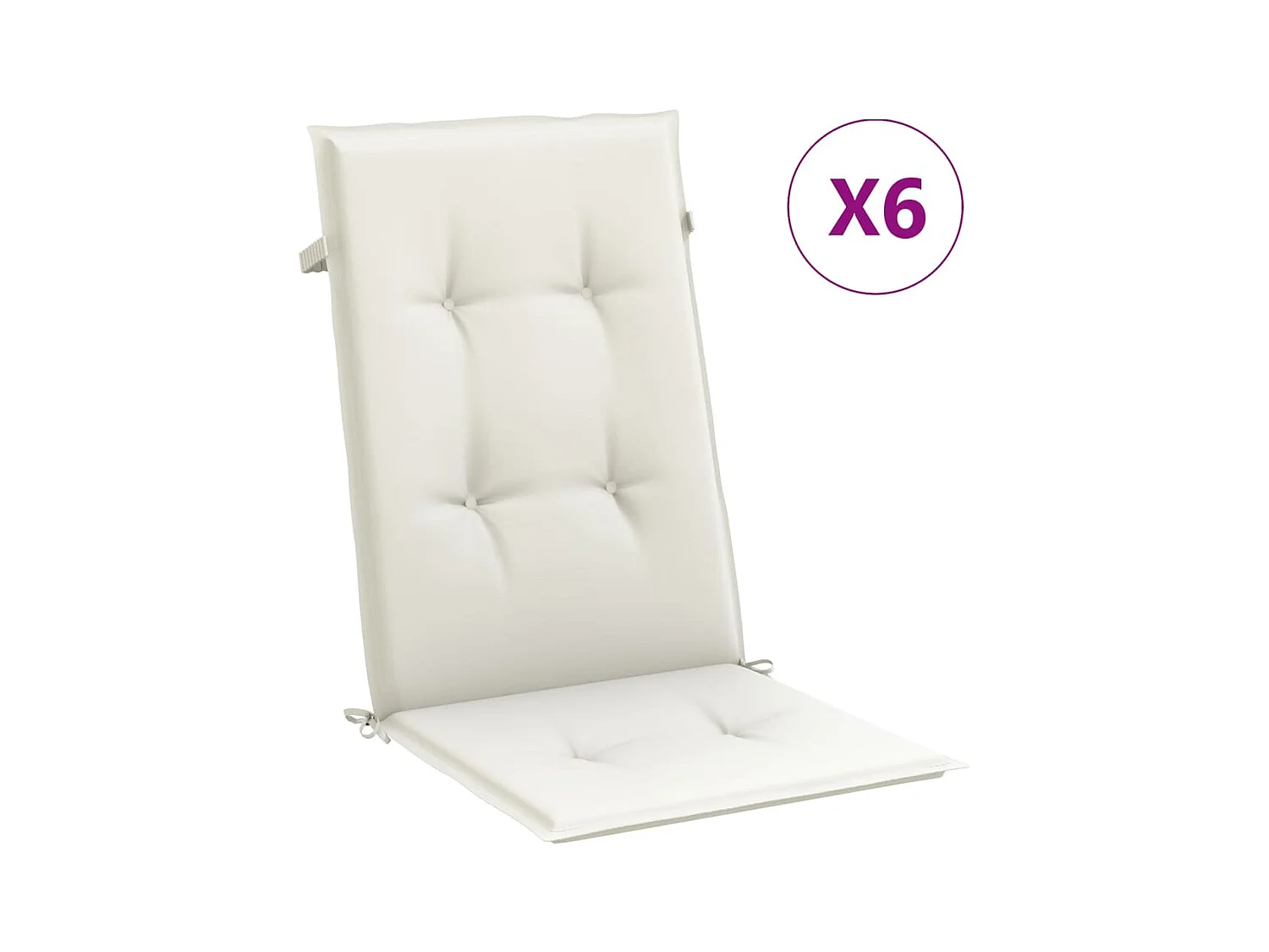 Coussins de chaise à dossier haut lot de 6 crème mélangé tissu FR543942