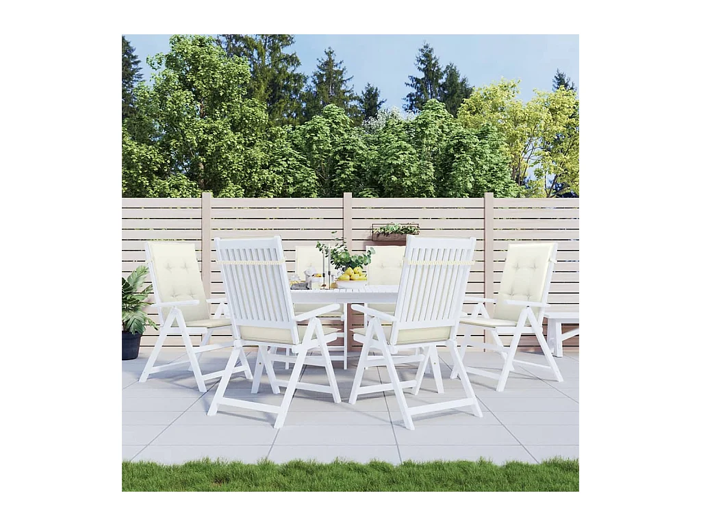 Coussins de chaise à dossier haut lot de 6 crème mélangé tissu FR543942