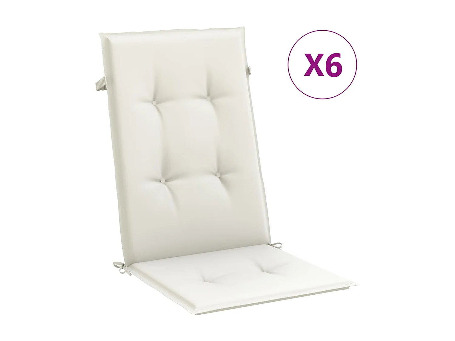 Cojines silla respaldo alto 6 uds tela crema melange 120x50x4cm ES375485