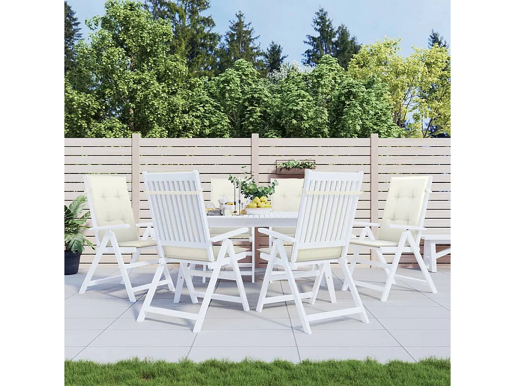 Cojines silla respaldo alto 6 uds tela crema melange 120x50x4cm ES375485